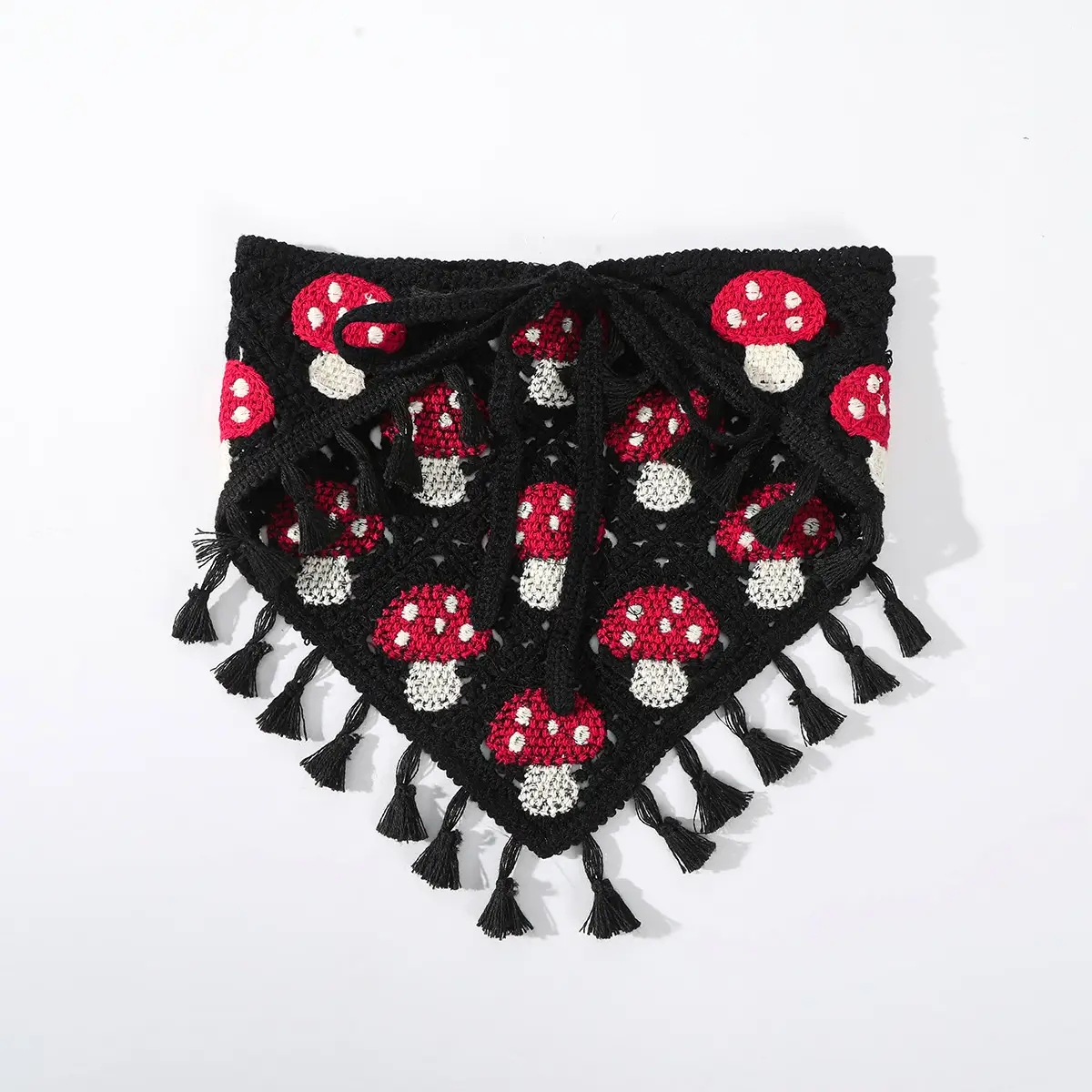 Mushroom Knitted Hair Band with Tassels