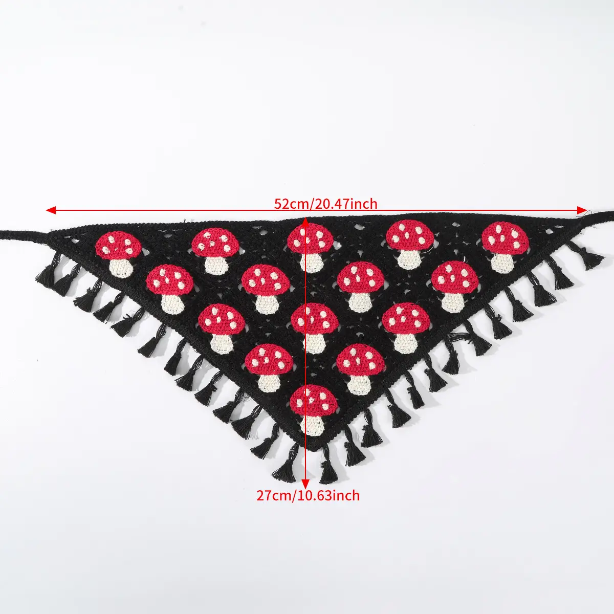 Mushroom Knitted Hair Band with Tassels — feature 1