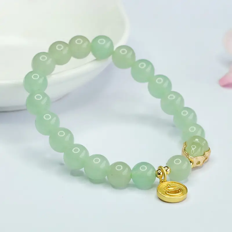 Guan Yu Jade Dragon Pendant Bracelet Green - Image 5