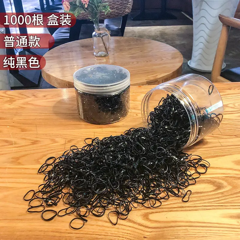 Black Disposable Rubber Bands for Girls 1000 Pack - Image 53