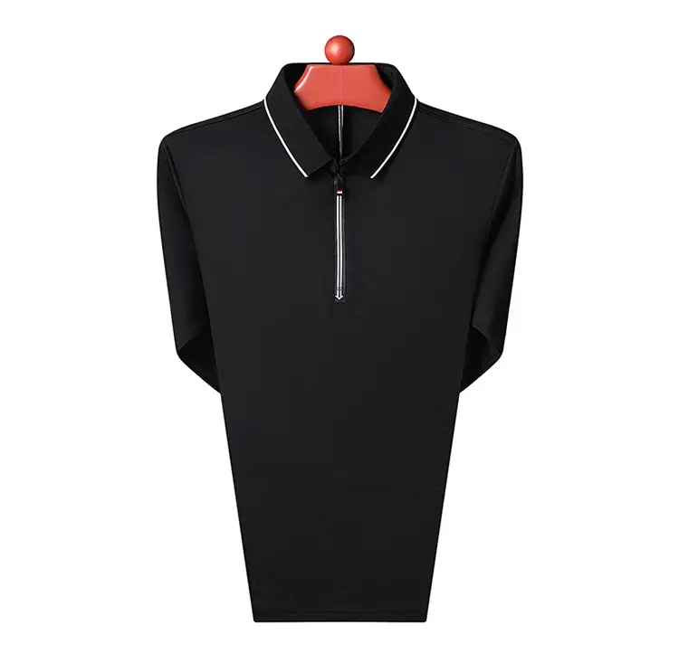 Men's Blue Collared Polo T-Shirt Long Sleeve Cotton — feature 46