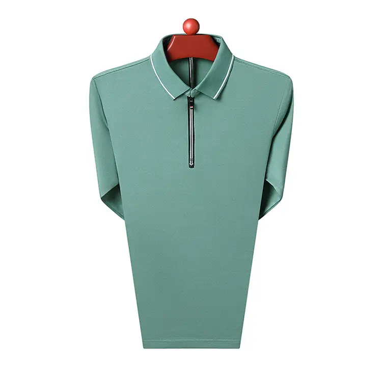 Men's Blue Collared Polo T-Shirt Long Sleeve Cotton — feature 48
