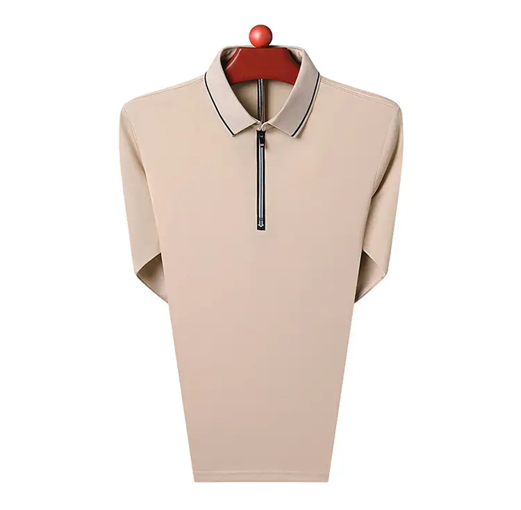 Men's Blue Collared Polo T-Shirt Long Sleeve Cotton — feature 49