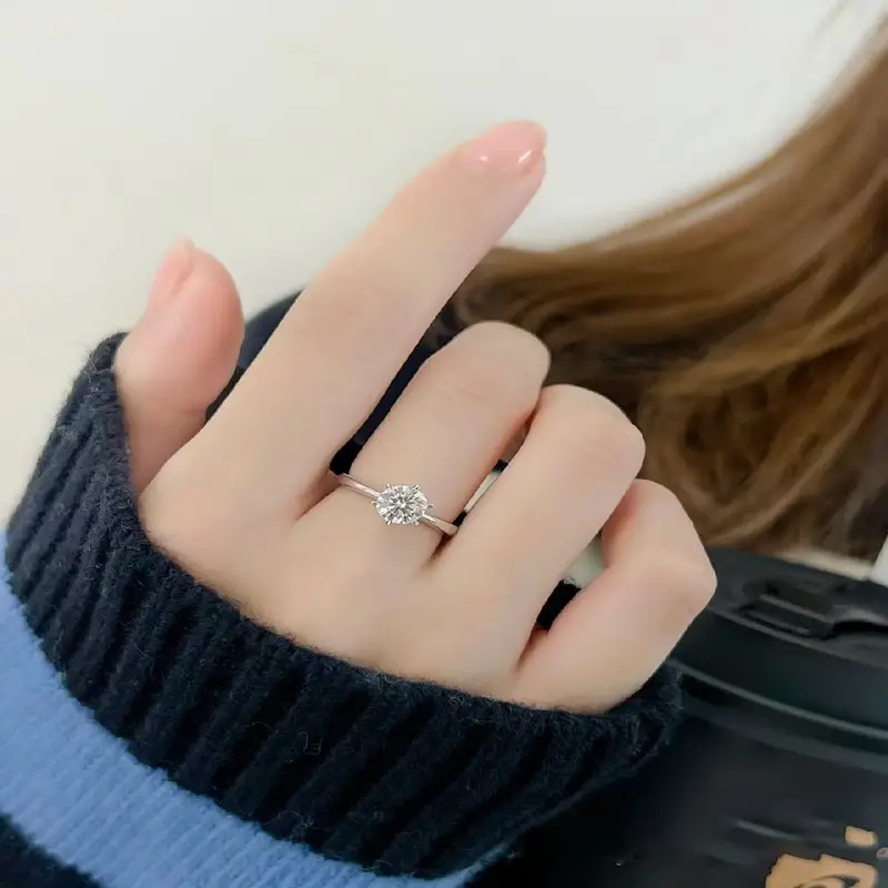 S925 Sterling Silver 6 Claw Moissanite Ring Women - Image 4