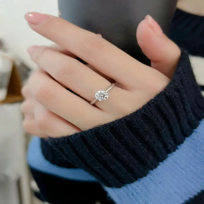 S925 Sterling Silver 6 Claw Moissanite Ring Women - Image 6