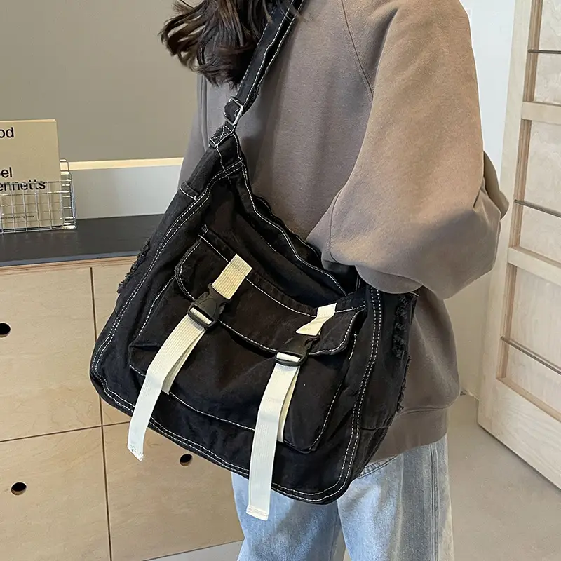 Denim Tote Bag Women Large Capacity Autumn Winter Crossbody - Image 2