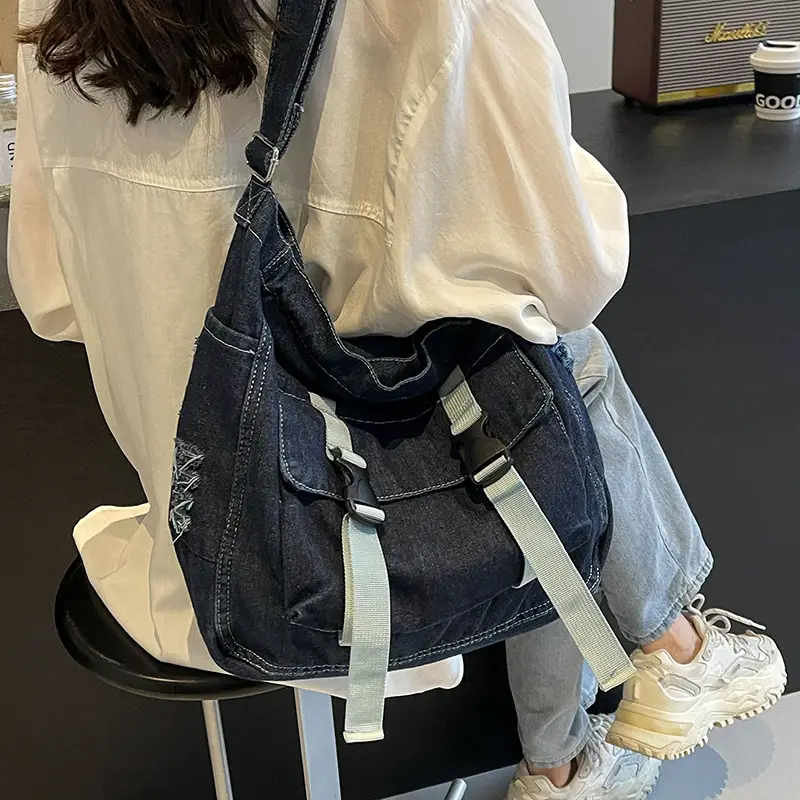 Denim Tote Bag Women Large Capacity Autumn Winter Crossbody - Image 4