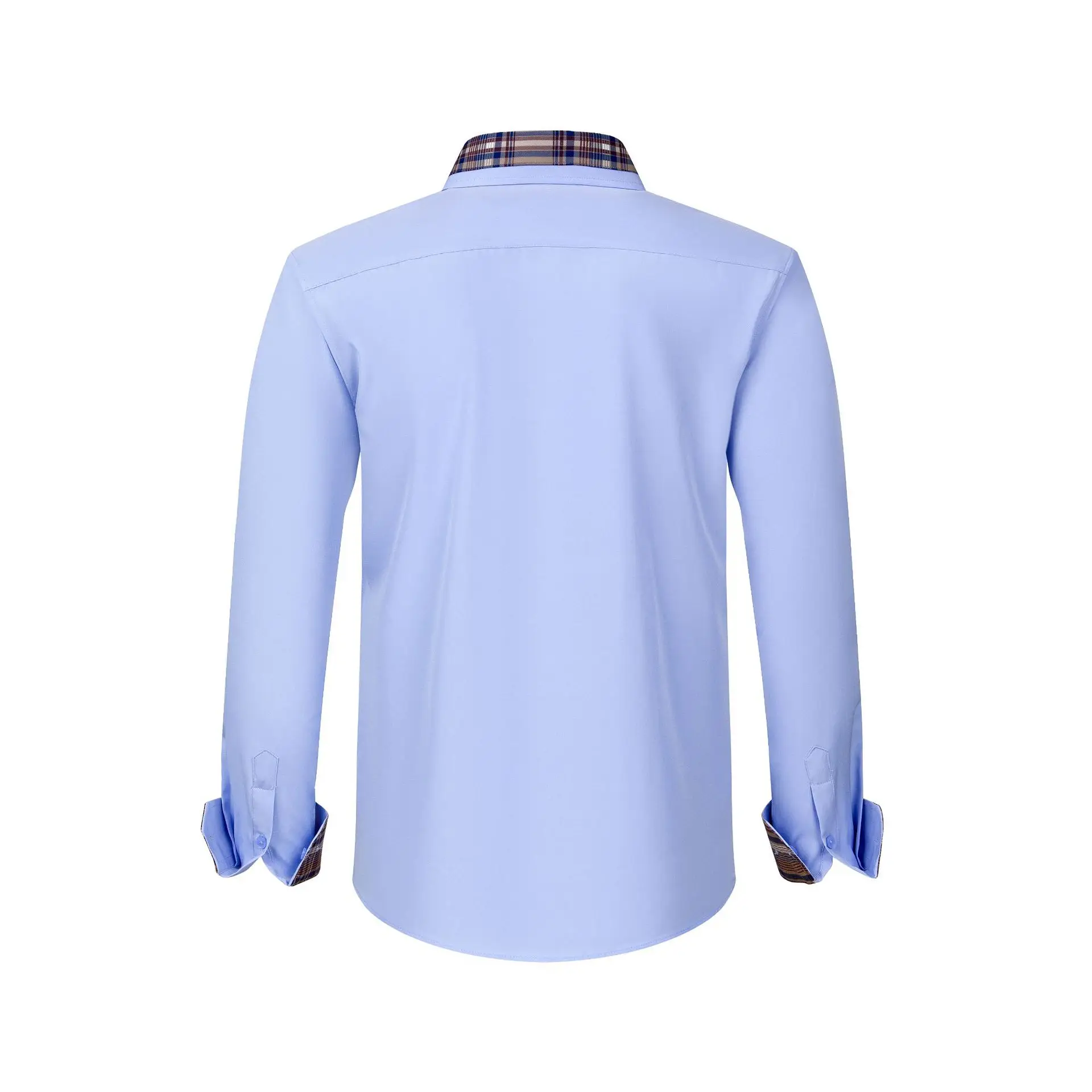 Plus Size Men's Light Blue Patchwork Collar Shirt — feature 10