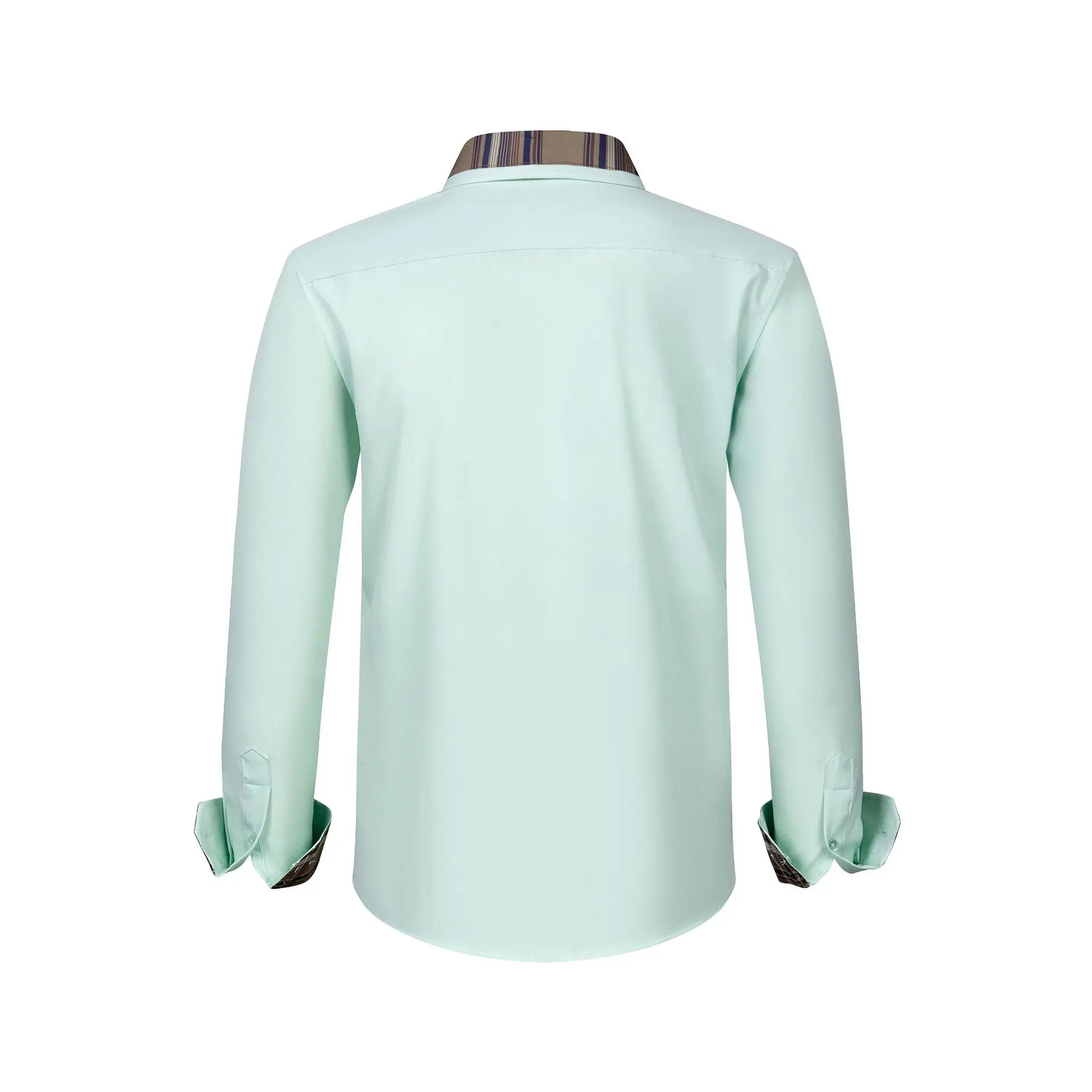 Plus Size Men's Light Blue Patchwork Collar Shirt — feature 12