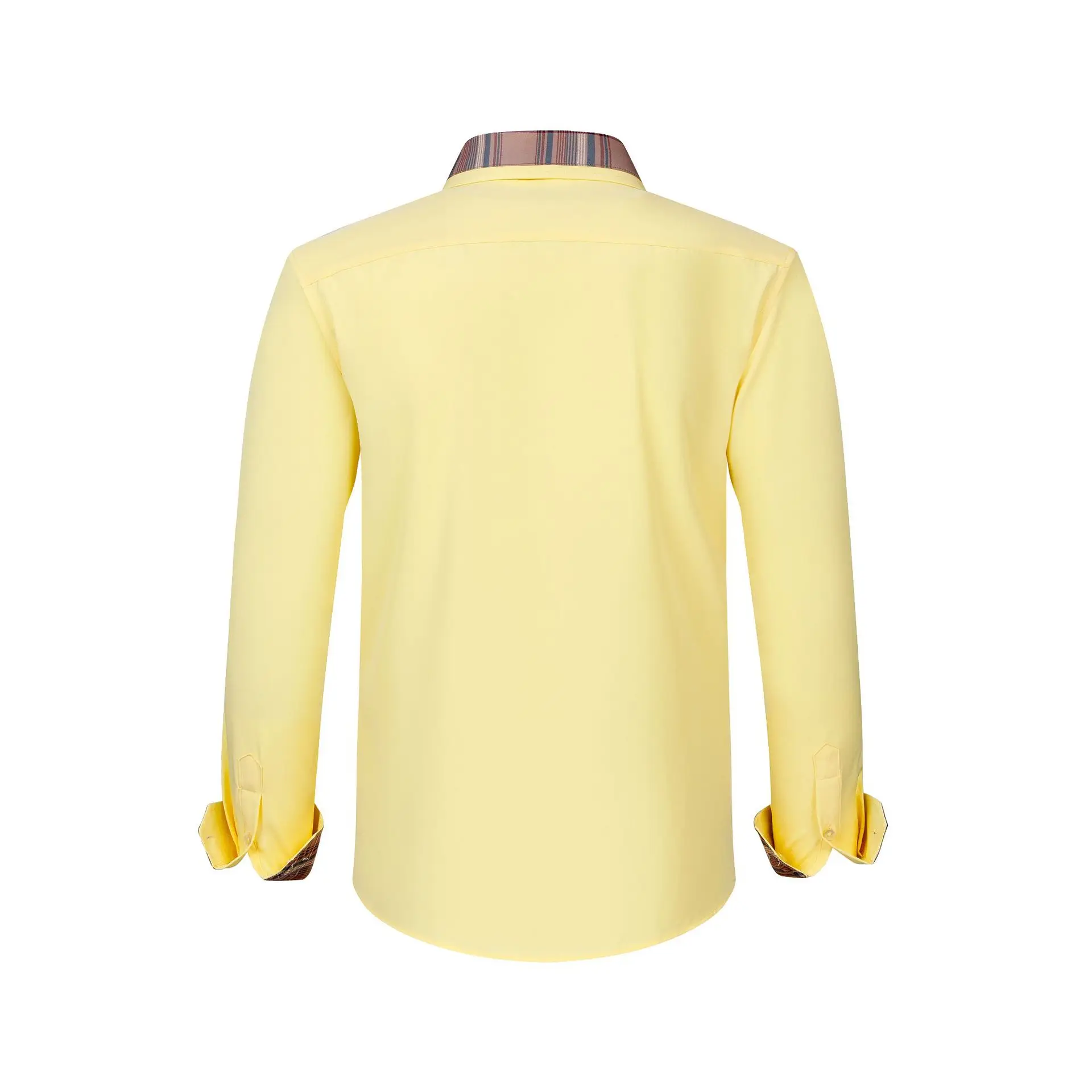 Plus Size Men's Light Blue Patchwork Collar Shirt — feature 14