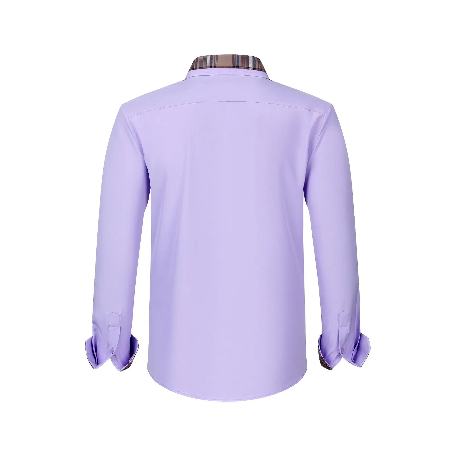 Plus Size Men's Light Blue Patchwork Collar Shirt — feature 18