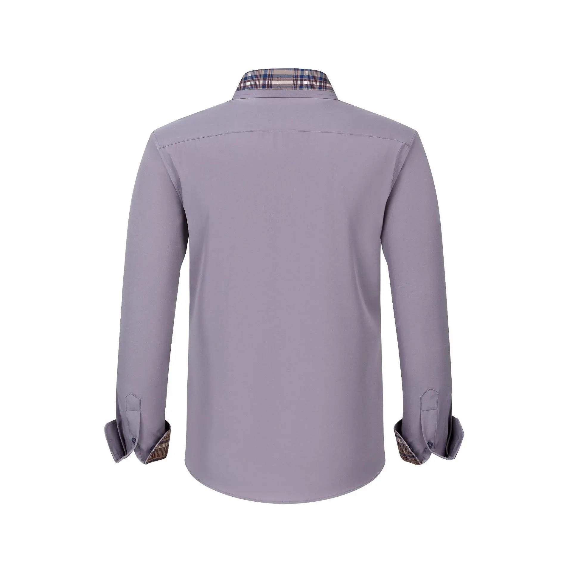 Plus Size Men's Light Blue Patchwork Collar Shirt — feature 22