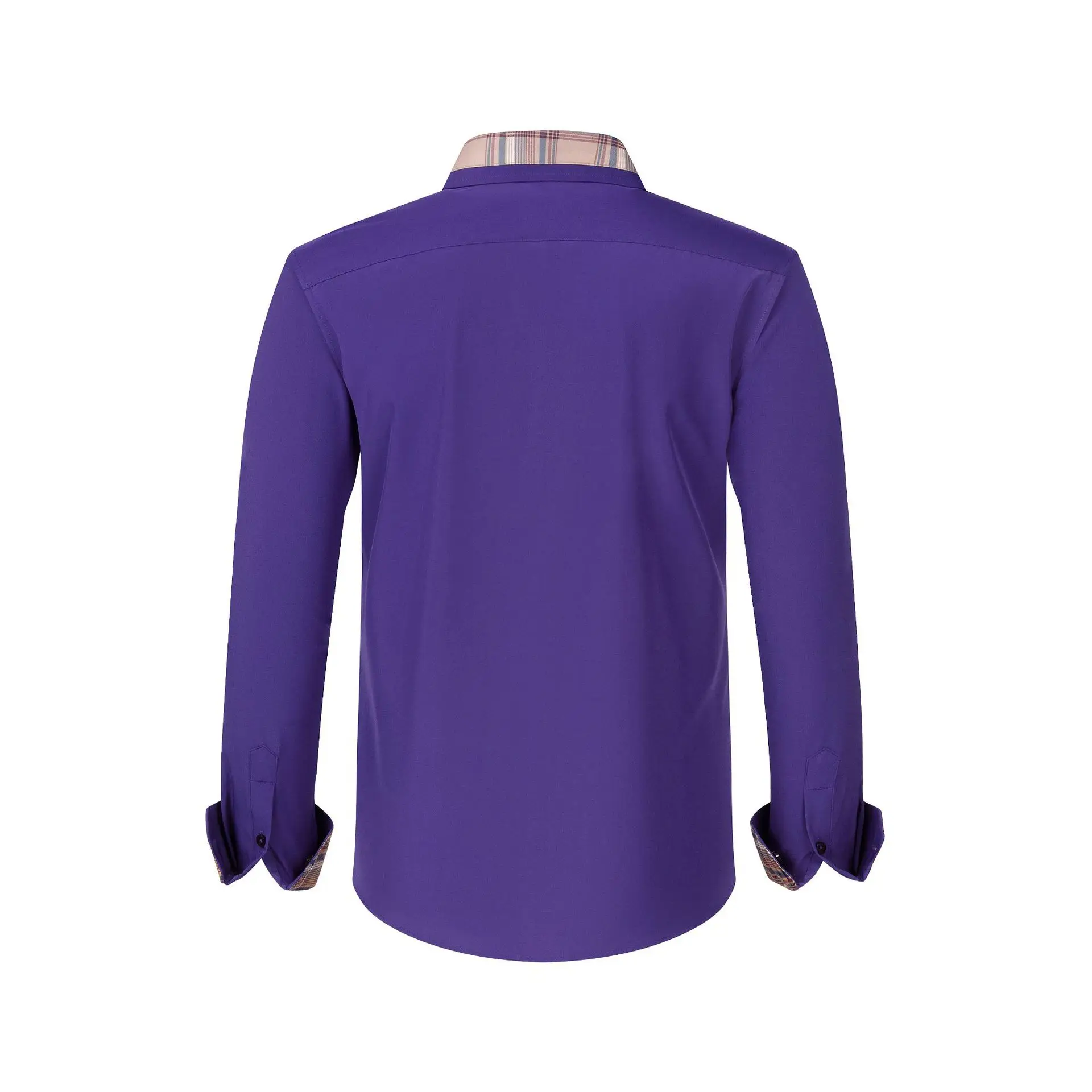 Plus Size Men's Light Blue Patchwork Collar Shirt — feature 26