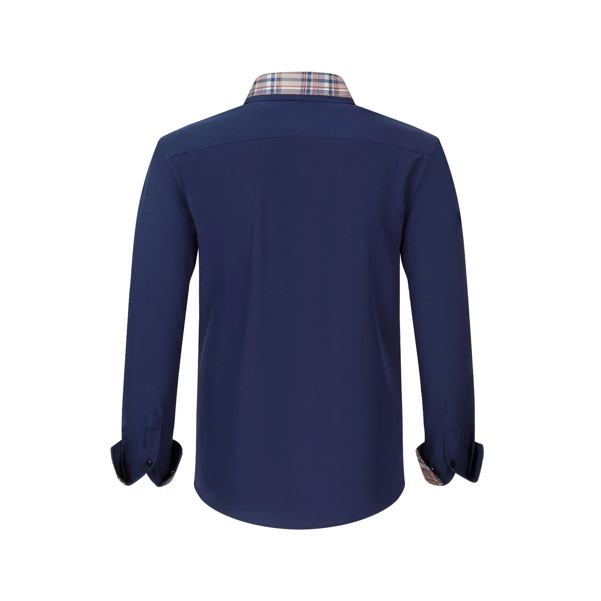 Plus Size Men's Light Blue Patchwork Collar Shirt — feature 34