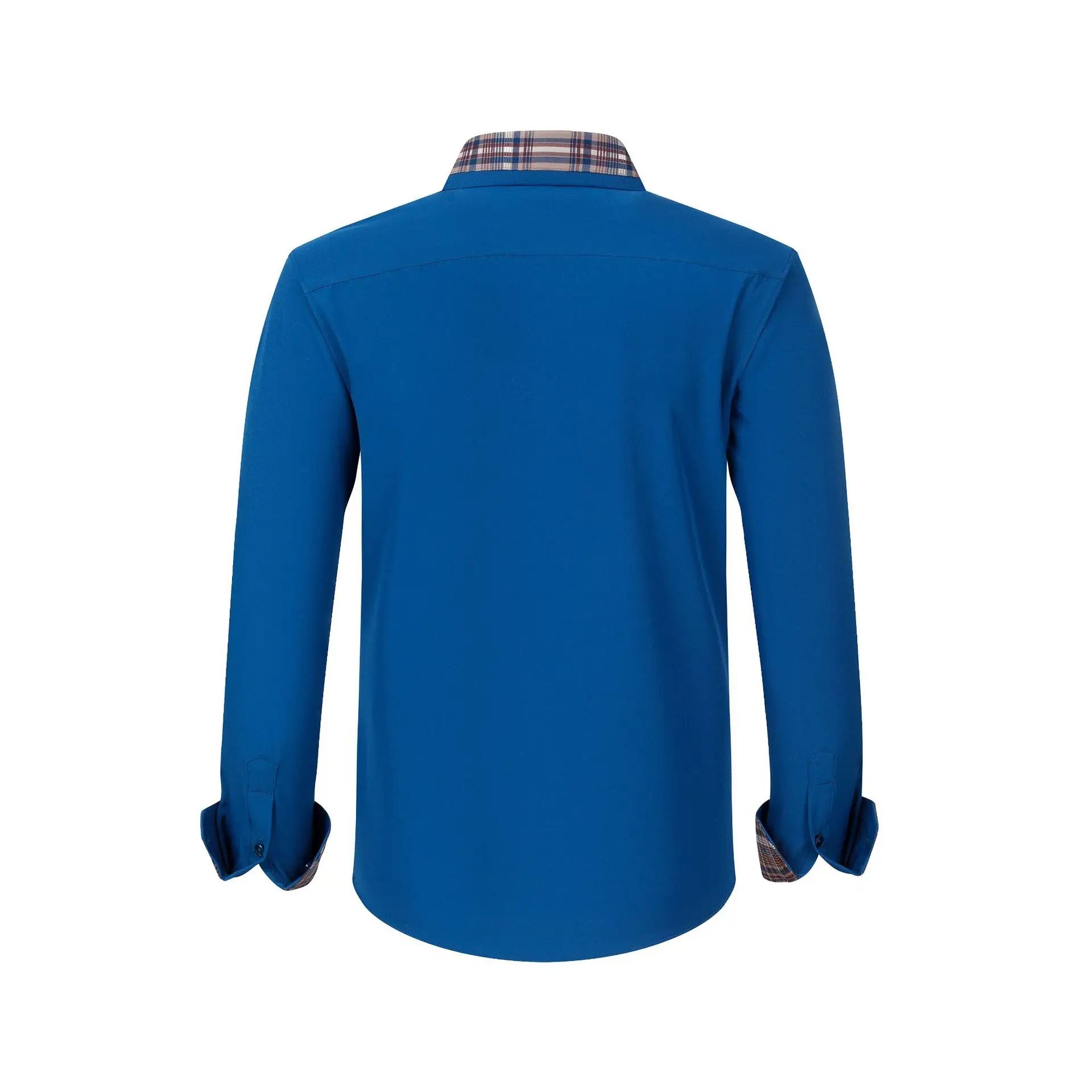 Plus Size Men's Light Blue Patchwork Collar Shirt — feature 38