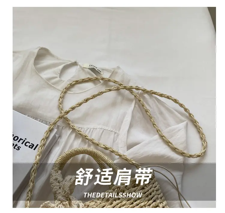 Women Straw Beach Bag with Bow Handle — feature 4