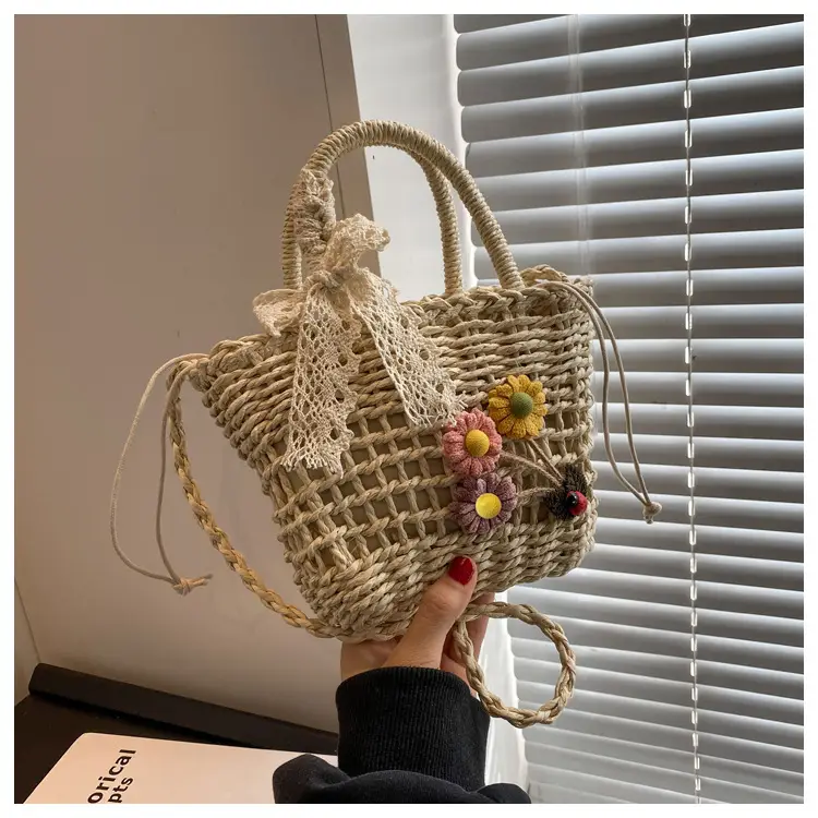 Women Straw Beach Bag with Bow Handle — feature 48