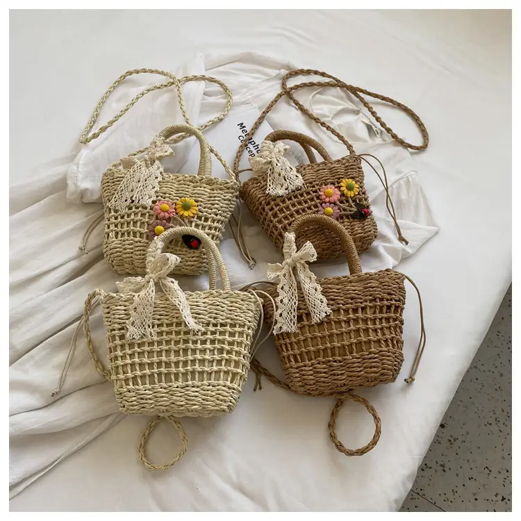 Women Straw Beach Bag with Bow Handle — feature 9