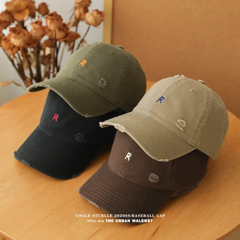 2024 New R Embroidered Baseball Cap Women's Wide Brim Sun Hat - Image 13