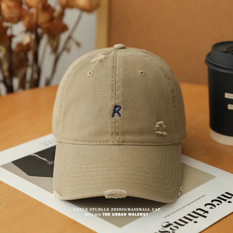 2024 New R Embroidered Baseball Cap Women's Wide Brim Sun Hat — feature 10