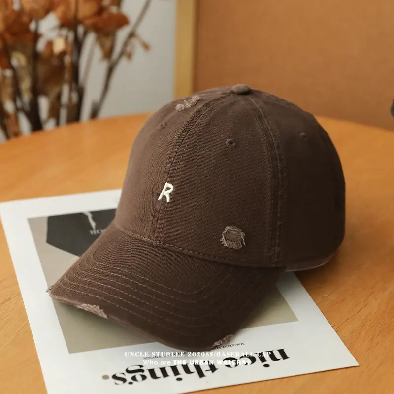 2024 New R Embroidered Baseball Cap Women's Wide Brim Sun Hat — feature 15