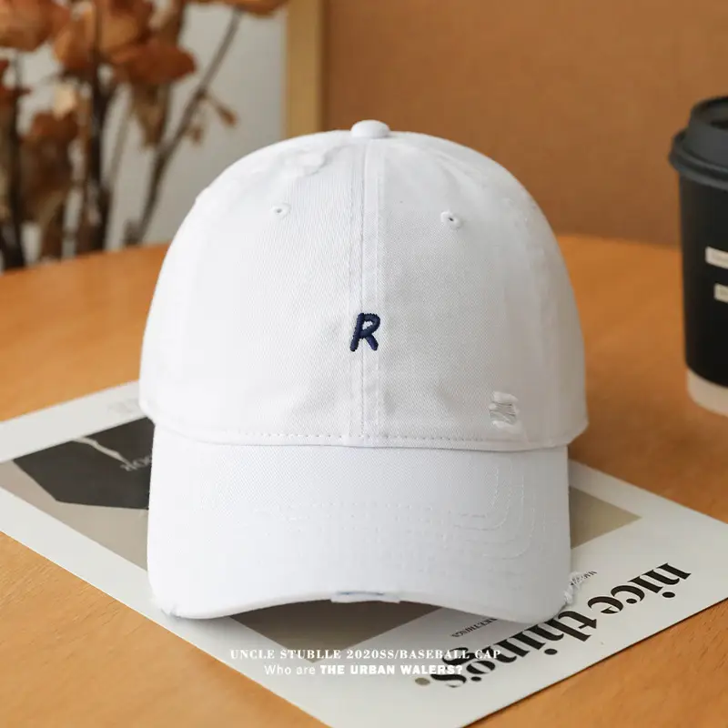 2024 New R Embroidered Baseball Cap Women's Wide Brim Sun Hat — feature 2