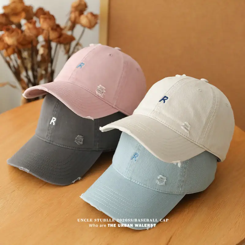 2024 New R Embroidered Baseball Cap Women's Wide Brim Sun Hat — feature 3