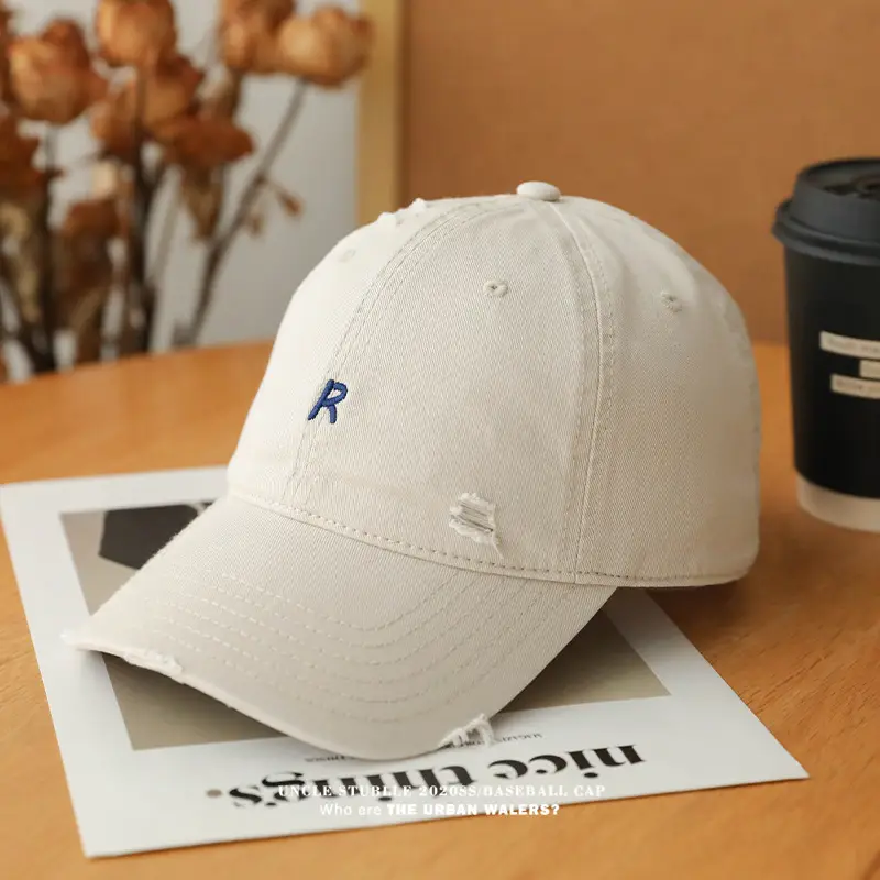 2024 New R Embroidered Baseball Cap Women's Wide Brim Sun Hat — feature 4