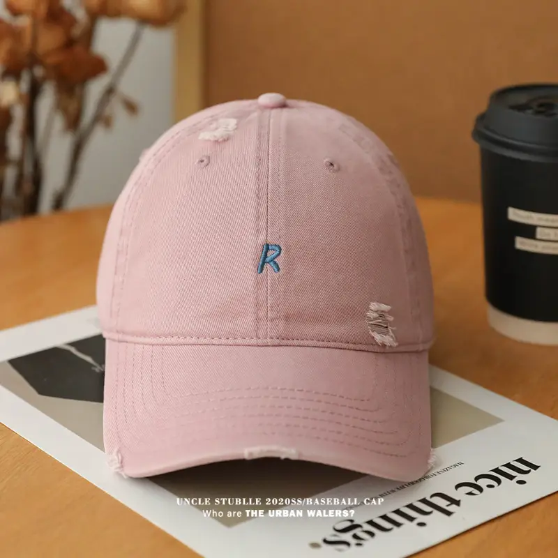 2024 New R Embroidered Baseball Cap Women's Wide Brim Sun Hat — feature 6