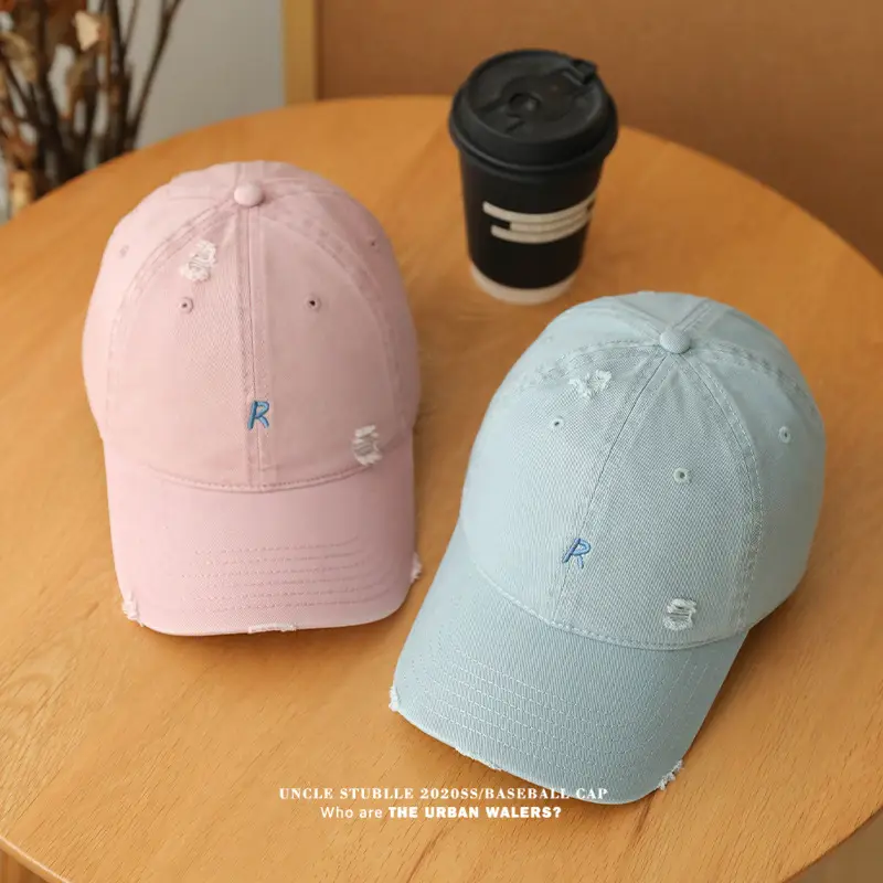 2024 New R Embroidered Baseball Cap Women's Wide Brim Sun Hat — feature 7