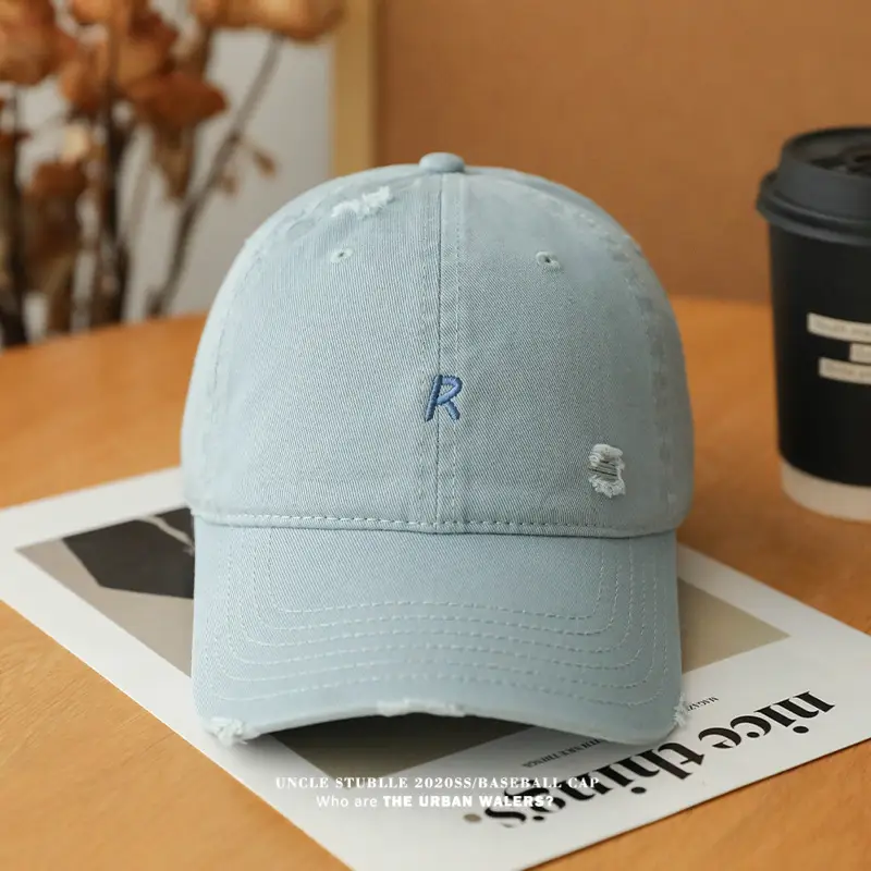 2024 New R Embroidered Baseball Cap Women's Wide Brim Sun Hat — feature 8