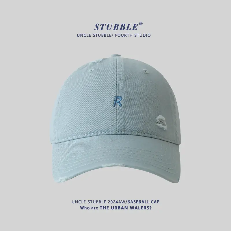 2024 New R Embroidered Baseball Cap Women's Wide Brim Sun Hat - Image 3