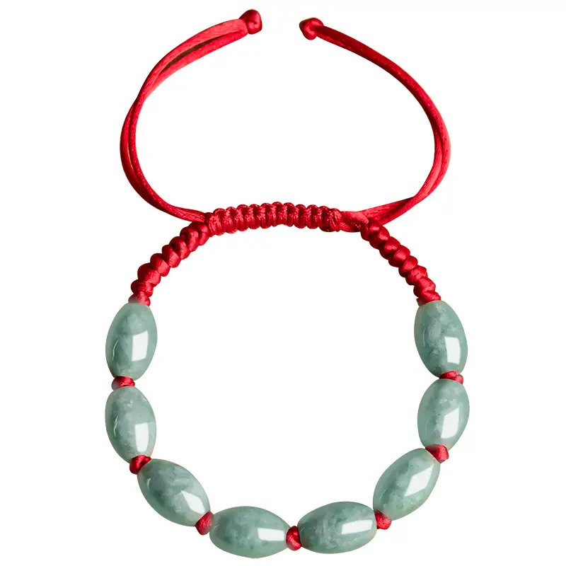 Natural Jade Burmese Bracelet Red Handwoven - Image 5