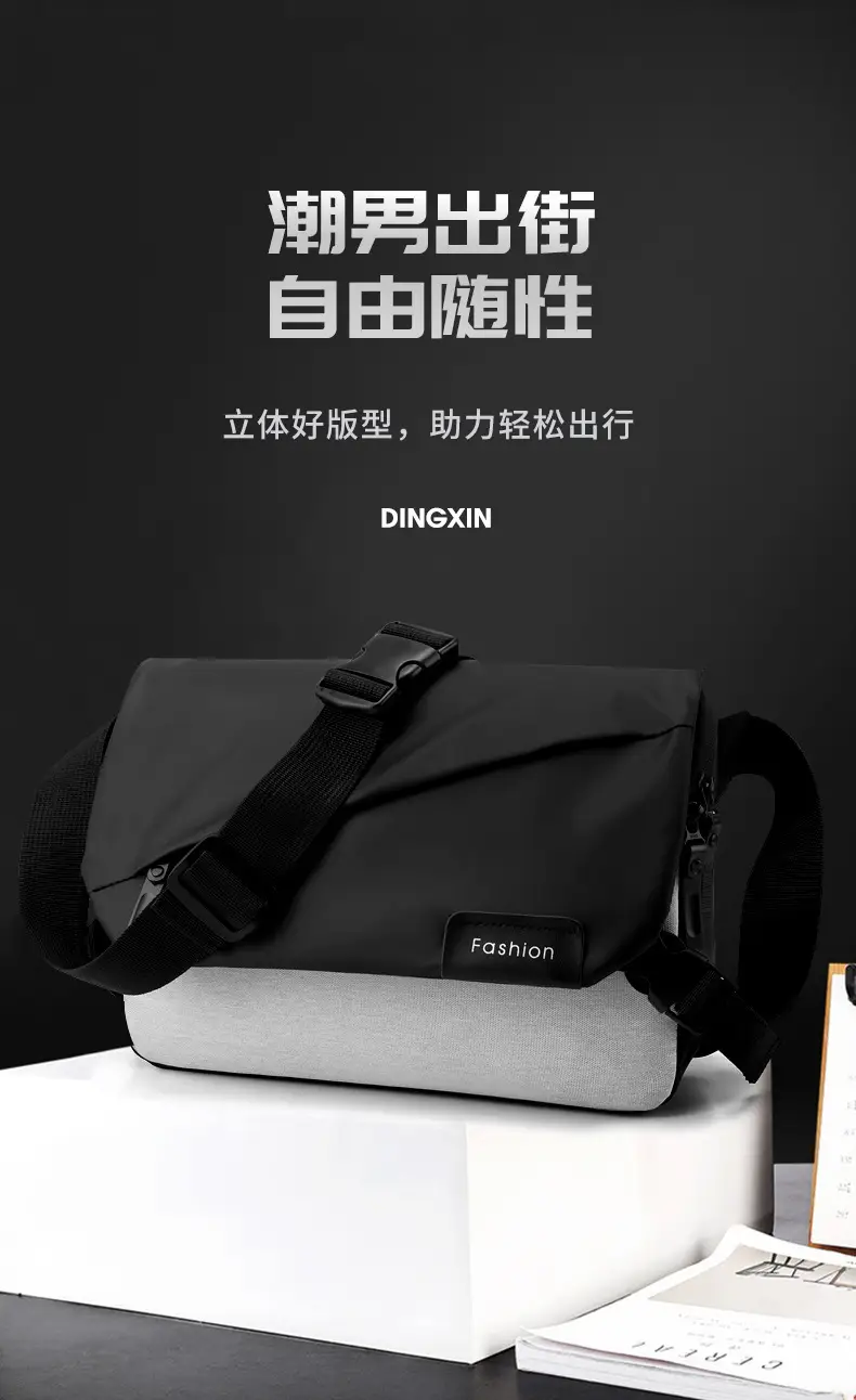 Men's Oxford Cloth Shoulder Bag Black Blue Fashion Business Travel — feature 14