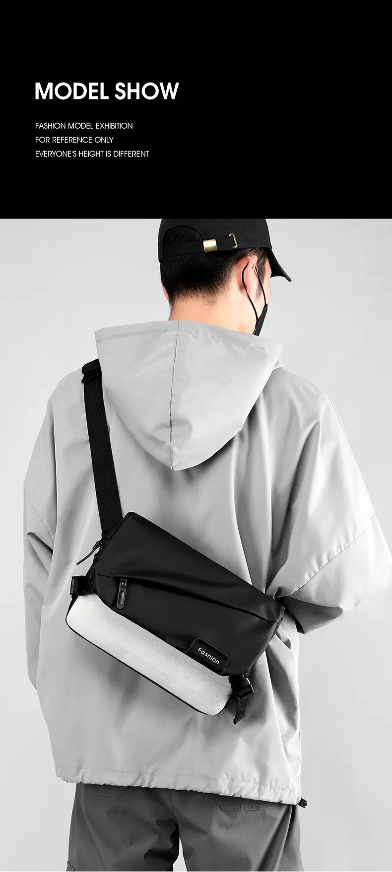 Men's Oxford Cloth Shoulder Bag Black Blue Fashion Business Travel — feature 19