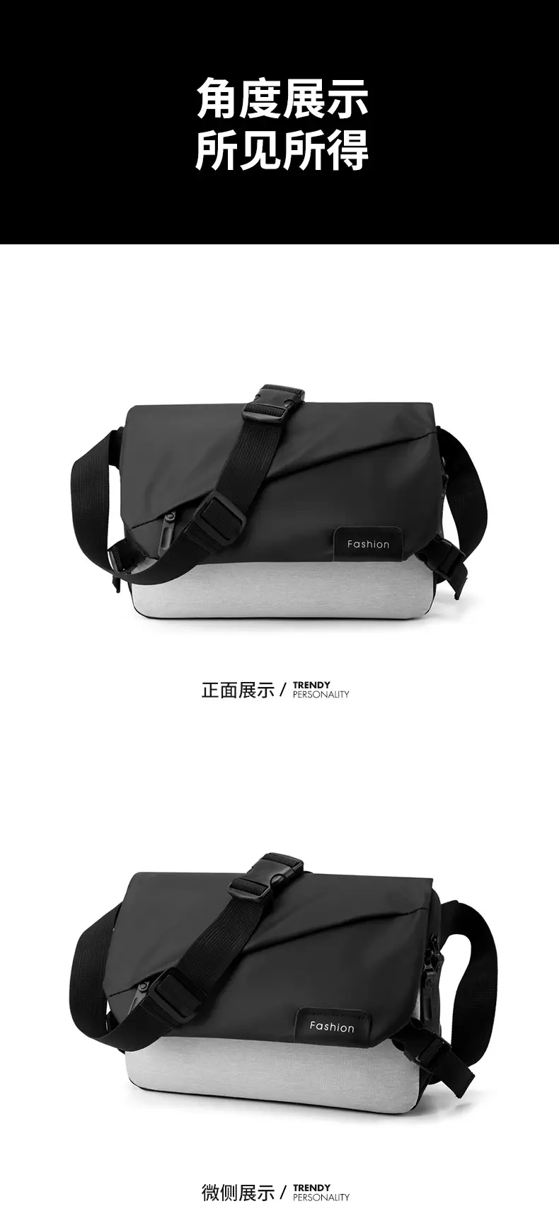 Men's Oxford Cloth Shoulder Bag Black Blue Fashion Business Travel — feature 22