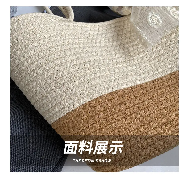 Women's Straw Bow Tote Bag Beige Brown — feature 4