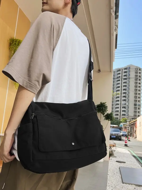 Olive Green Washed Canvas Shoulder Bag Women 2024 - Image 2