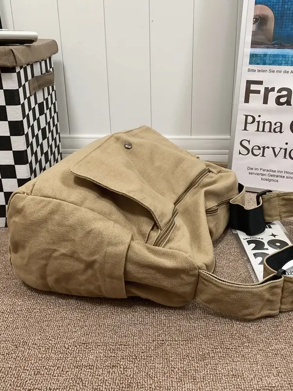 Olive Green Washed Canvas Shoulder Bag Women 2024 - Image 4