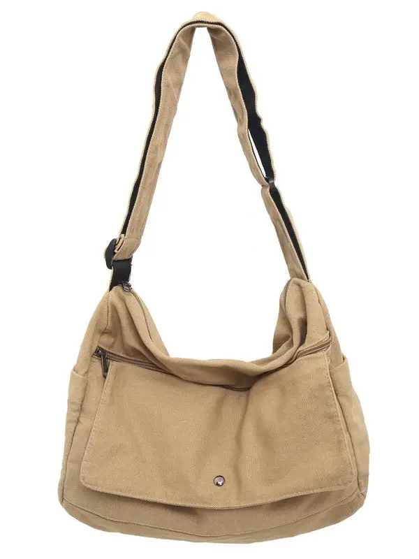Olive Green Washed Canvas Shoulder Bag Women 2024 - Image 5