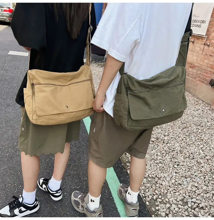 Olive Green Washed Canvas Shoulder Bag Women 2024 — feature 11