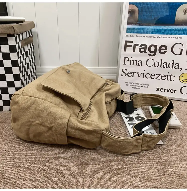 Olive Green Washed Canvas Shoulder Bag Women 2024 — feature 31