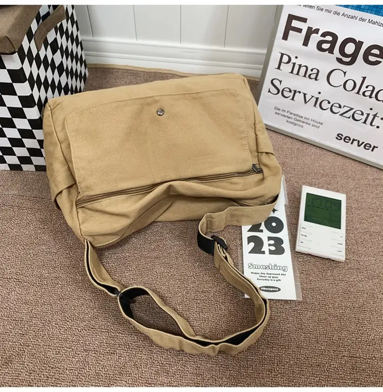 Olive Green Washed Canvas Shoulder Bag Women 2024 — feature 34