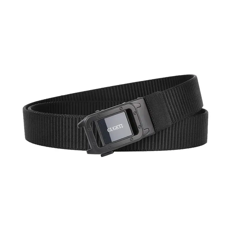 Men's Black Canvas Belt with Square Buckle