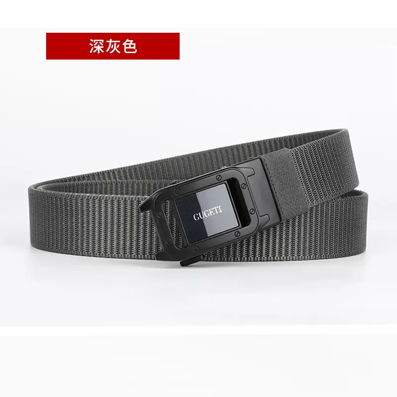 Men's Black Canvas Belt with Square Buckle