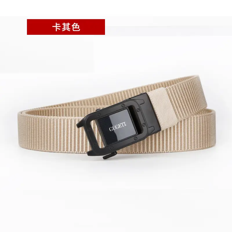 Men's Black Canvas Belt with Square Buckle