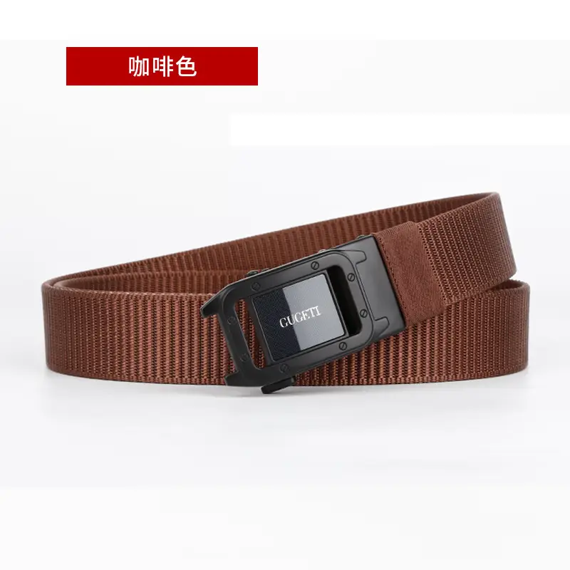 Men's Black Canvas Belt with Square Buckle