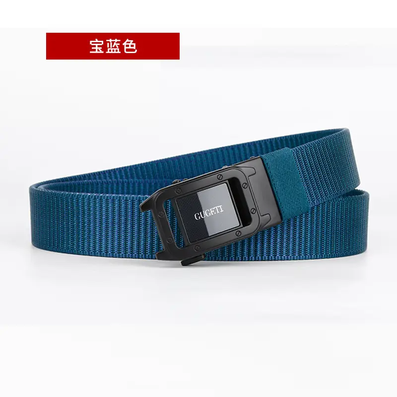 Men's Black Canvas Belt with Square Buckle