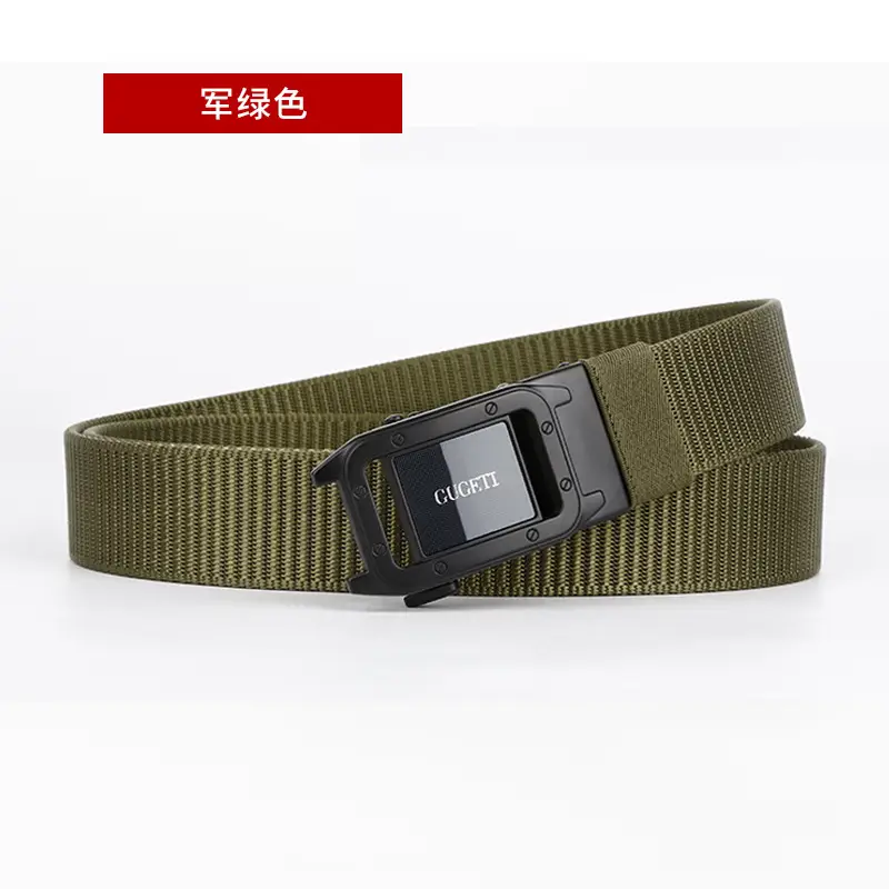 Men's Black Canvas Belt with Square Buckle