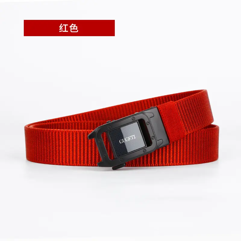 Men's Black Canvas Belt with Square Buckle